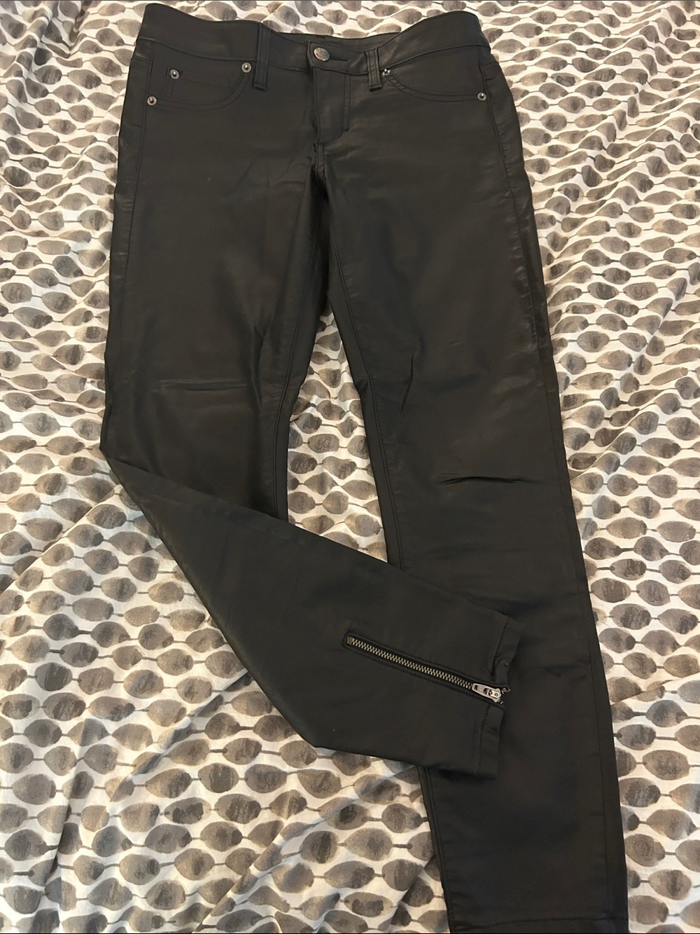 bebe Black Skinny Moto Jeans with Ankle Zipper